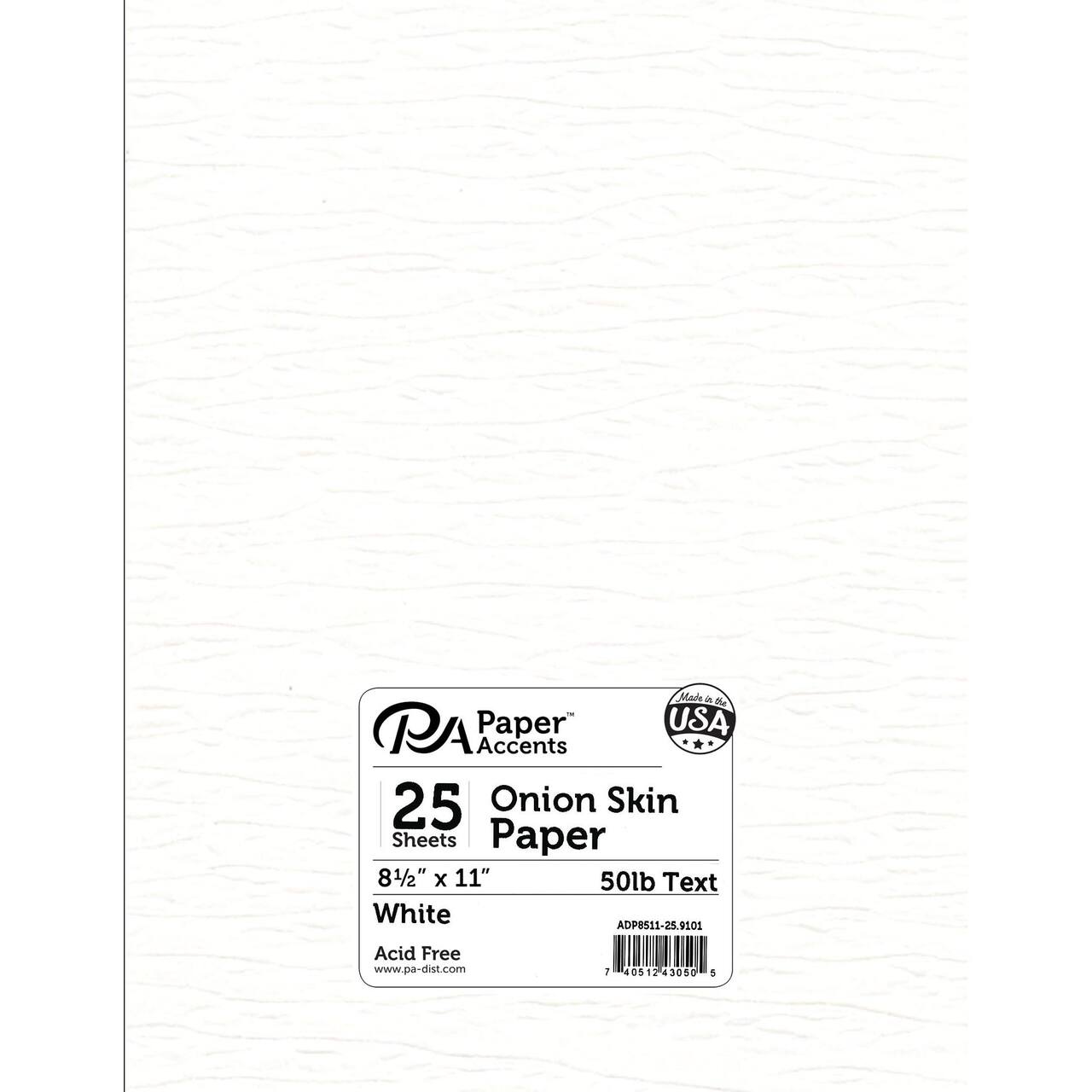 PA Paper&#x2122; Accents 8.5&#x22; x 11&#x22; 50lb. White Onion Skin Paper, 25 Sheets